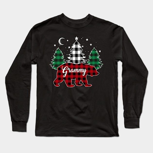 Grammy Bear Buffalo Red Plaid Matching Family Christmas Long Sleeve T-Shirt by Marang